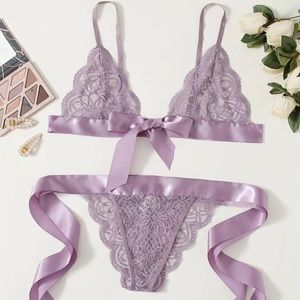 Lily/Purple lace and Satin lingerie